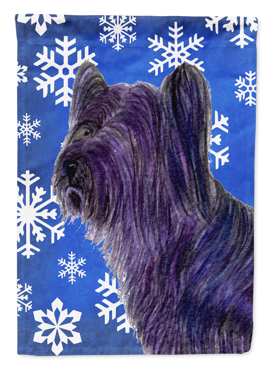 Skye Terrier Winter Snowflakes Holiday Flag Canvas House Size