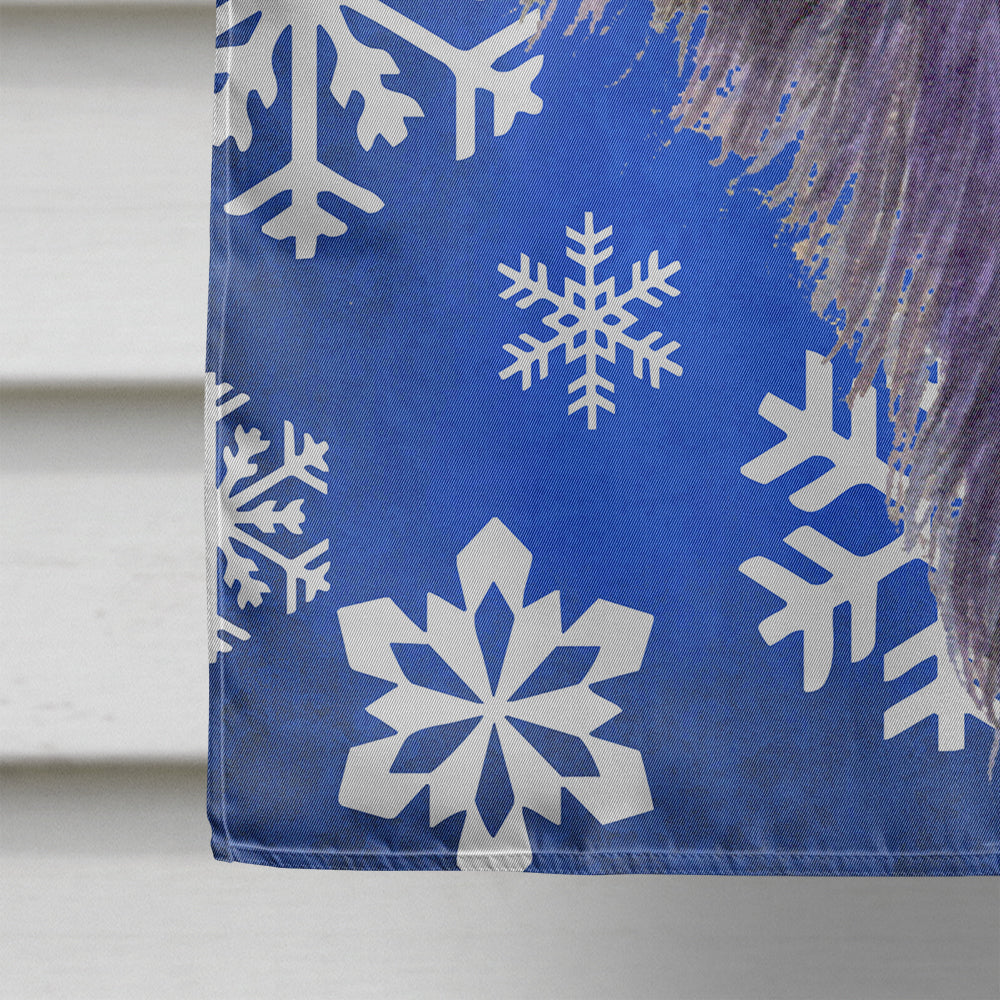Skye Terrier Winter Snowflakes Holiday Flag Canvas House Size  the-store.com.