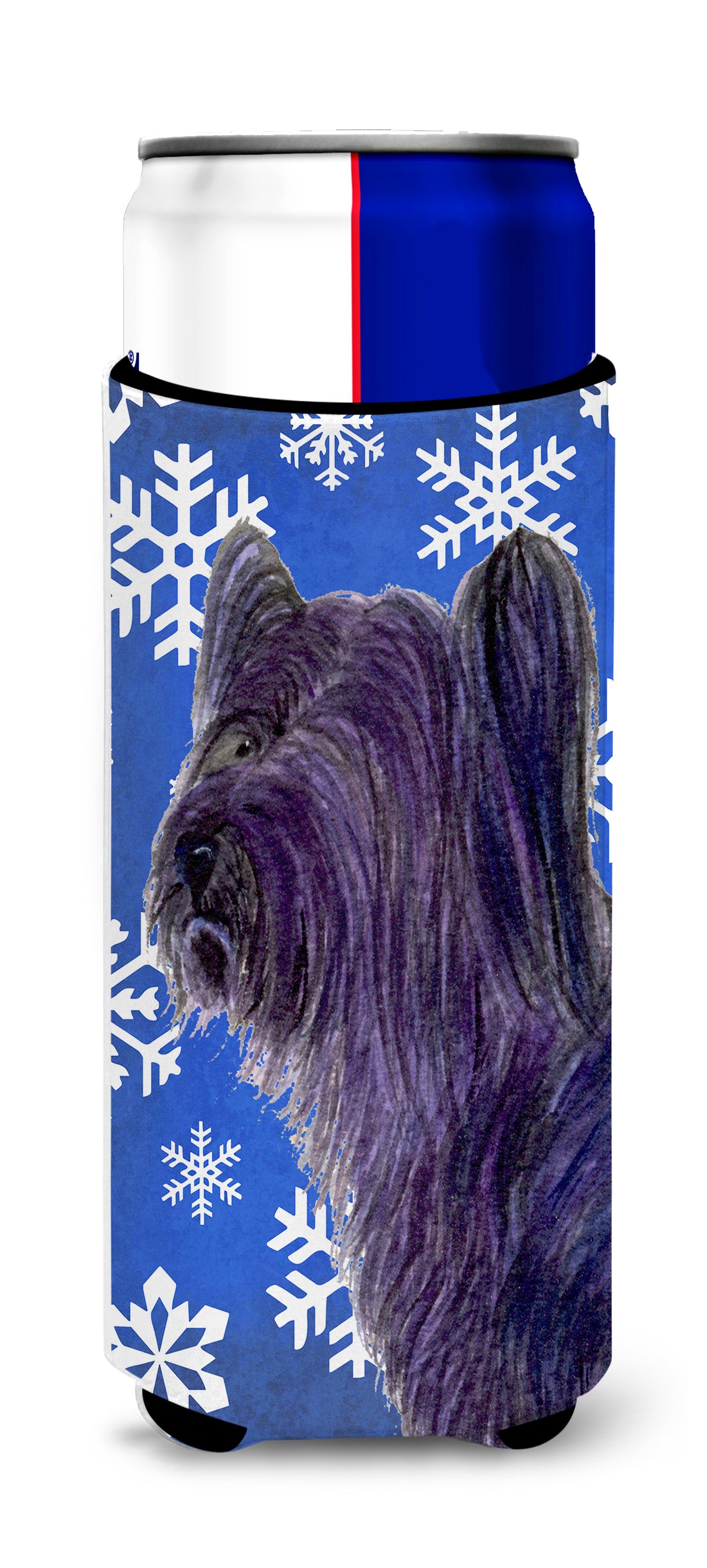 Skye Terrier Winter Snowflakes Holiday Ultra Beverage Insulators for slim cans SS4601MUK.