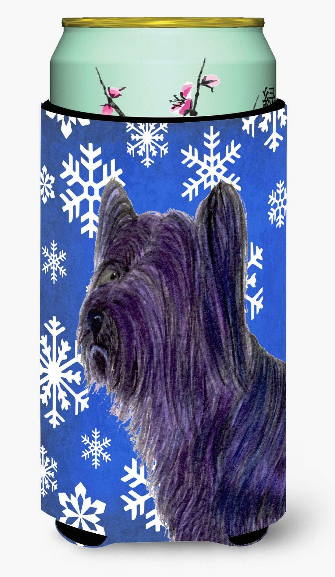 Skye Terrier Winter Snowflakes Holiday  Tall Boy Beverage Insulator Beverage Insulator Hugger by Caroline&#39;s Treasures