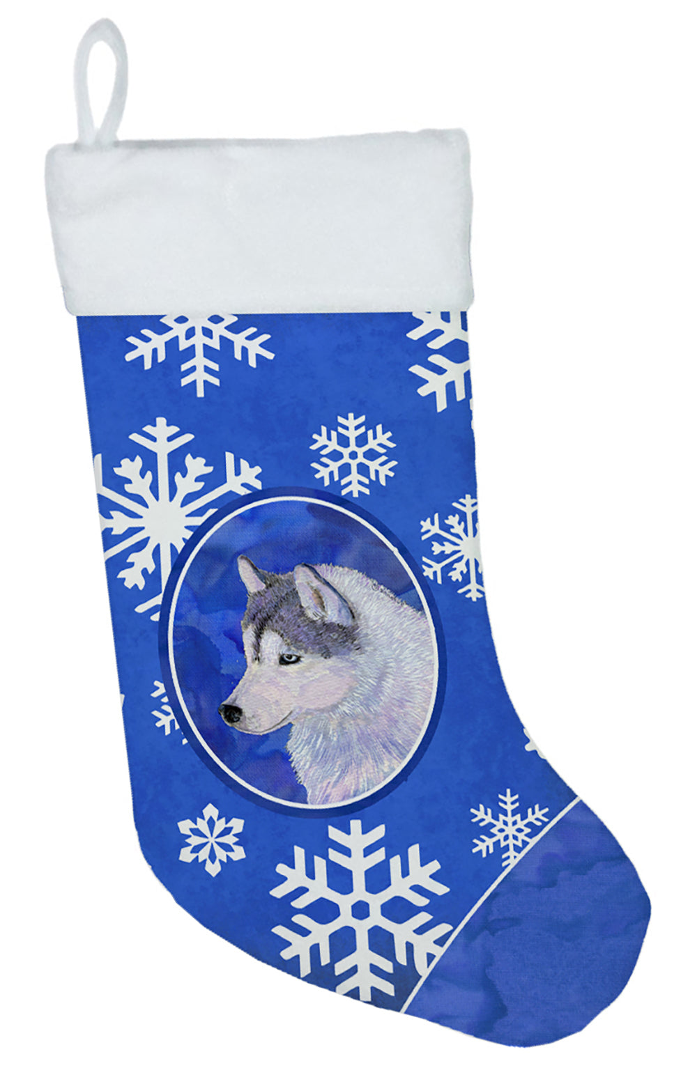 Siberian Husky Winter Snowflakes Christmas Stocking SS4602  the-store.com.