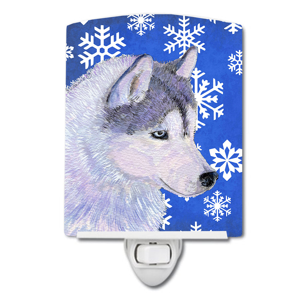 Siberian Husky Winter Snowflakes Holiday Ceramic Night Light SS4602CNL - the-store.com