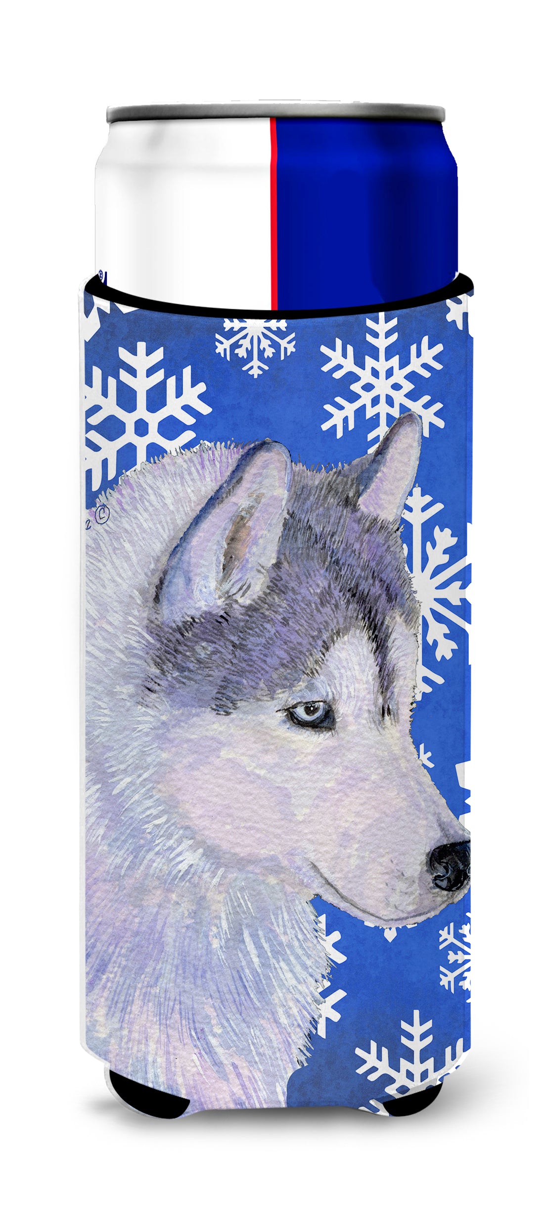 Siberian Husky Winter Snowflakes Holiday Ultra Beverage Insulators for slim cans SS4602MUK