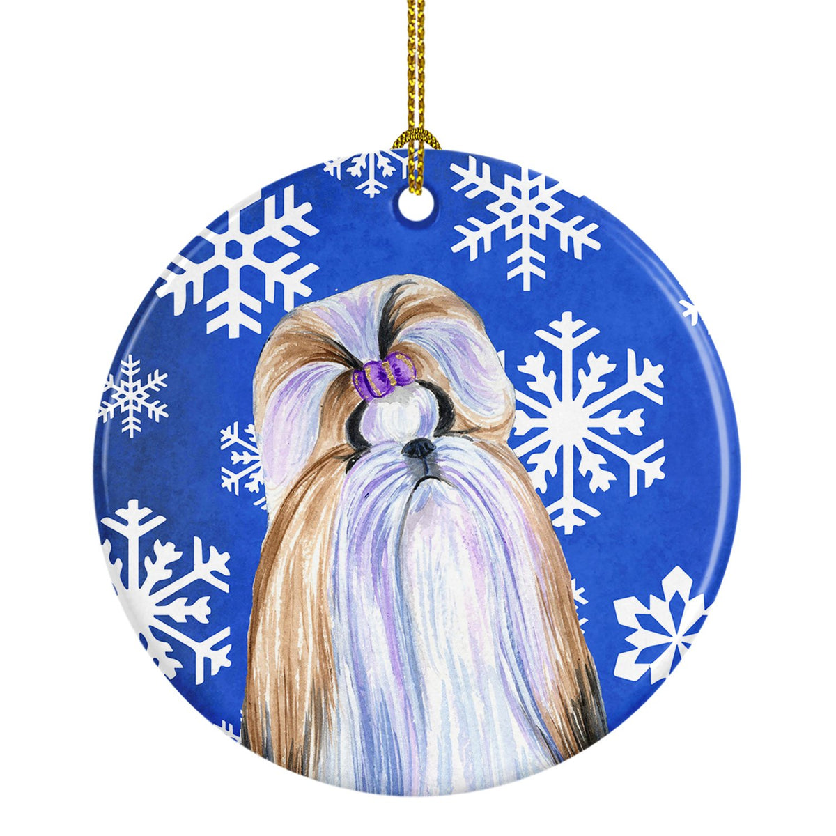 Shih Tzu Winter Snowflakes Holiday Christmas Ceramic Ornament SS4603 by Caroline&#39;s Treasures