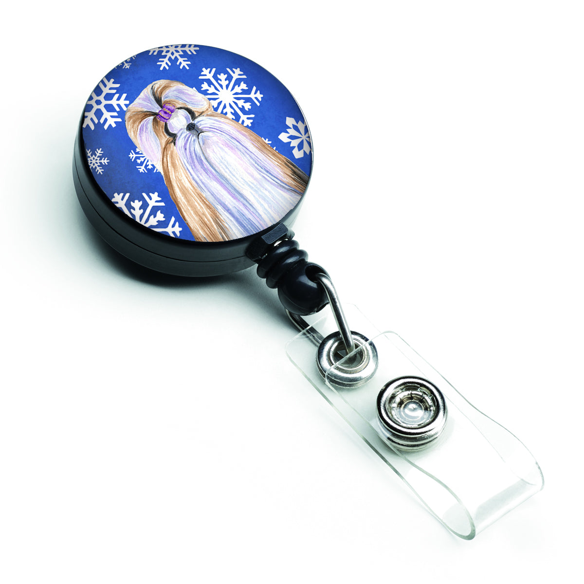 Shih Tzu Winter Snowflakes Holiday Retractable Badge Reel SS4603BR  the-store.com.