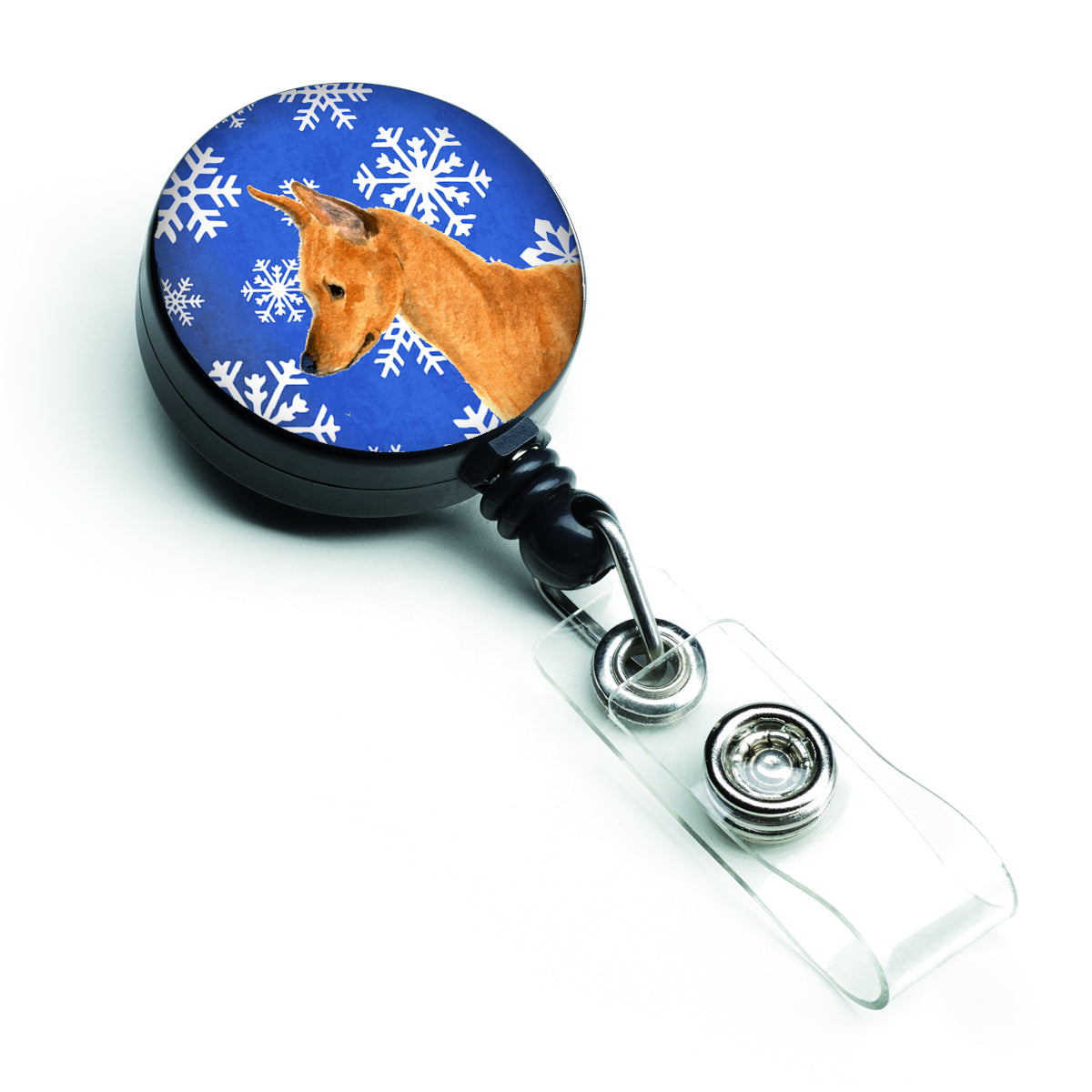Min Pin Winter Snowflakes Holiday Retractable Badge Reel SS4604BR  the-store.com.