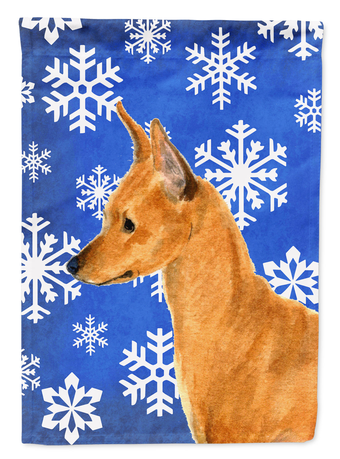 Min Pin Winter Snowflakes Holiday Flag Canvas House Size  the-store.com.