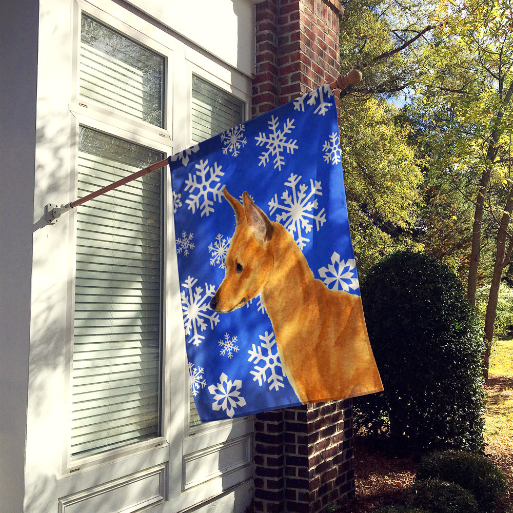 Min Pin Winter Snowflakes Holiday Flag Canvas House Size  the-store.com.