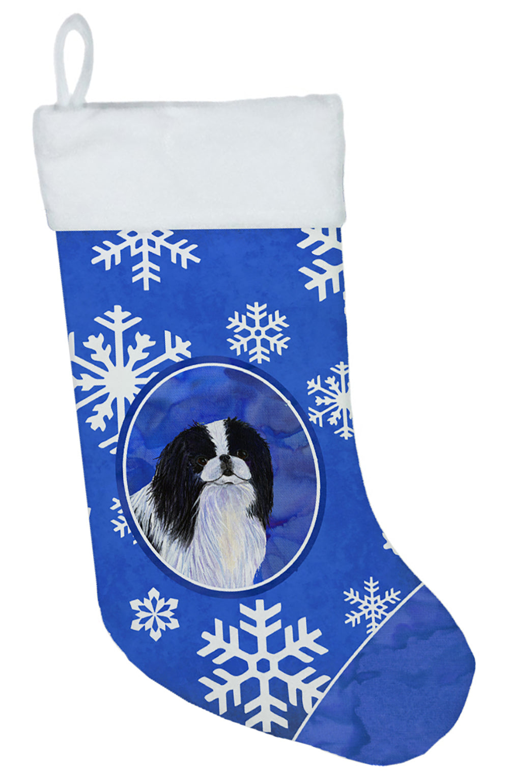 Japanese Chin Winter Snowflakes Christmas Stocking SS4605  the-store.com.