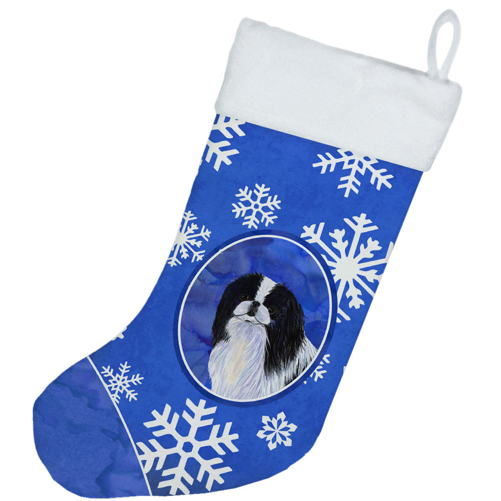 Japanese Chin Winter Snowflakes Christmas Stocking SS4605  the-store.com.