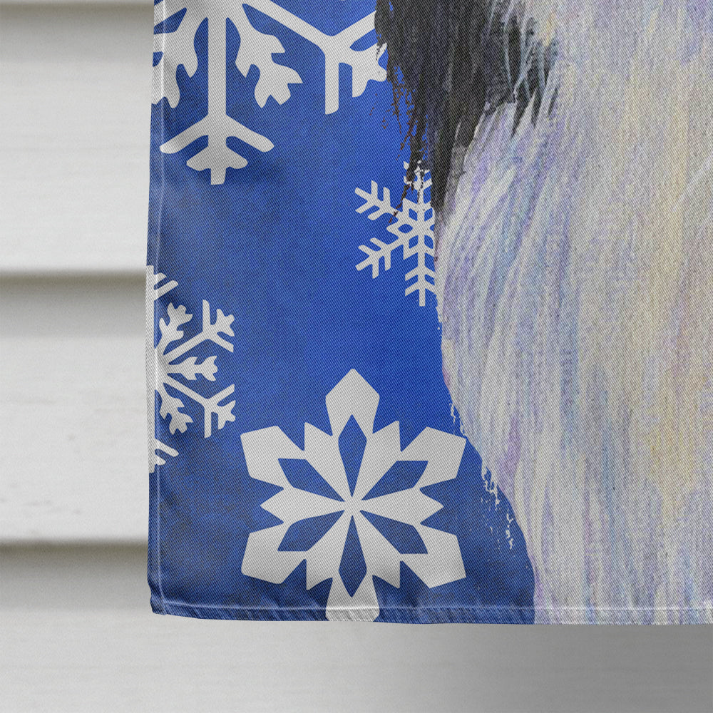 Japanese Chin Winter Snowflakes Holiday Flag Canvas House Size