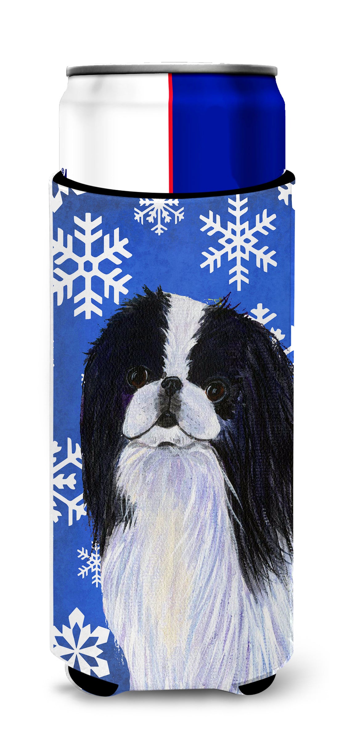 Japanese Chin Winter Snowflakes Holiday Ultra Beverage Insulators for slim cans SS4605MUK.