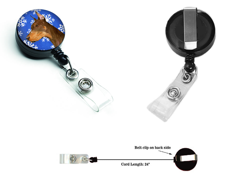 Doberman Winter Snowflakes Holiday Retractable Badge Reel SS4606BR  the-store.com.