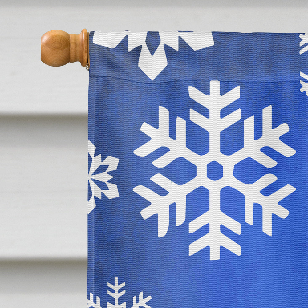 Doberman Winter Snowflakes Holiday Flag Canvas House Size