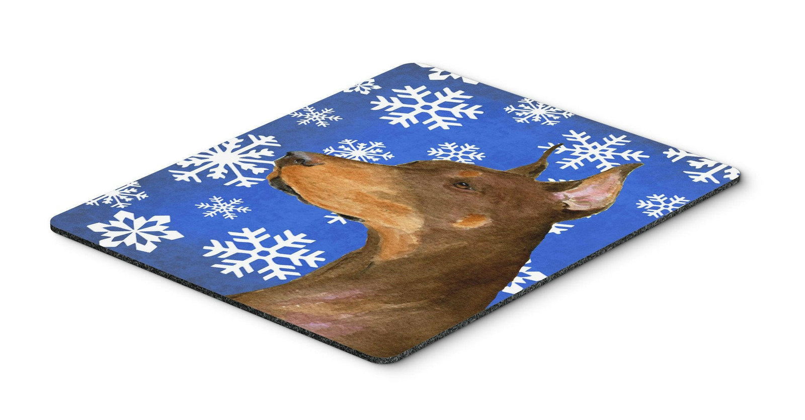 Doberman Winter Snowflakes Holiday Mouse Pad, Hot Pad or Trivet by Caroline's Treasures