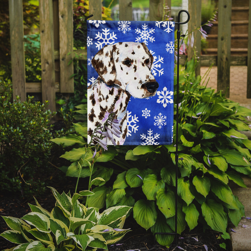 Dalmatian Winter Snowflakes Holiday Flag Garden Size