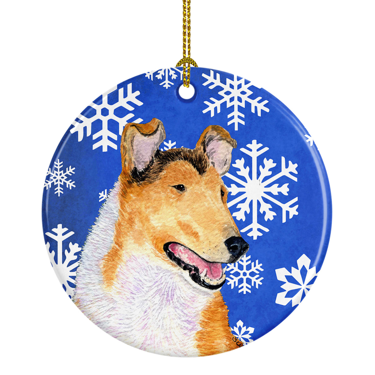 Collie Smooth Winter Snowflakes Holiday Christmas Ceramic Ornament SS4608 - the-store.com