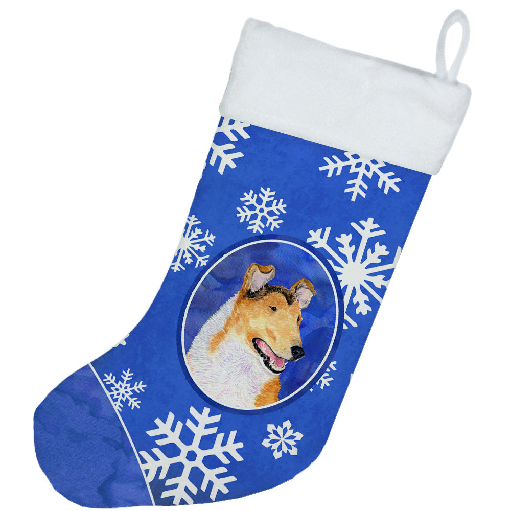 Collie Smooth Winter Snowflakes Christmas Stocking SS4608  the-store.com.