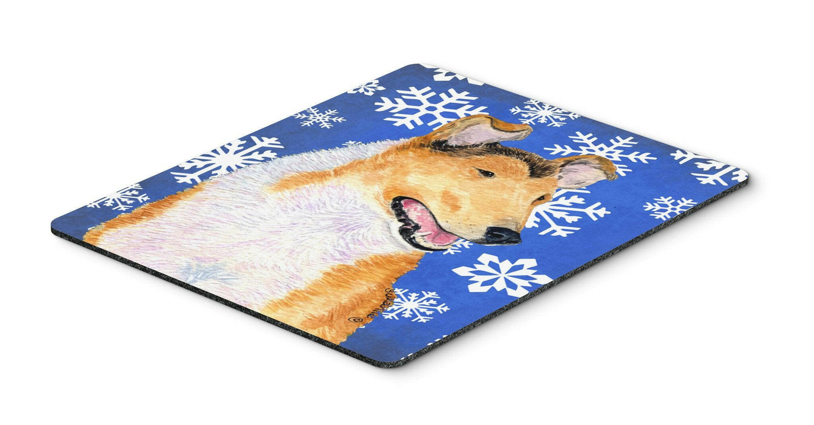 Collie Smooth Winter Snowflakes Holiday Mouse Pad, Hot Pad or Trivet by Caroline's Treasures