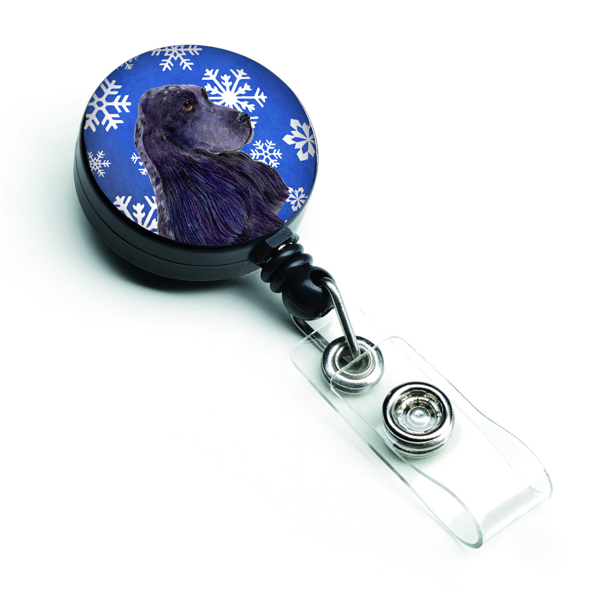 Cocker Spaniel Winter Snowflakes Holiday Retractable Badge Reel SS4609BR  the-store.com.