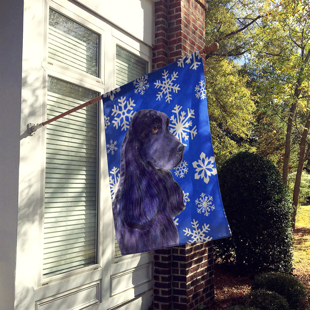 Cocker Spaniel Winter Snowflakes Holiday Flag Canvas House Size  the-store.com.