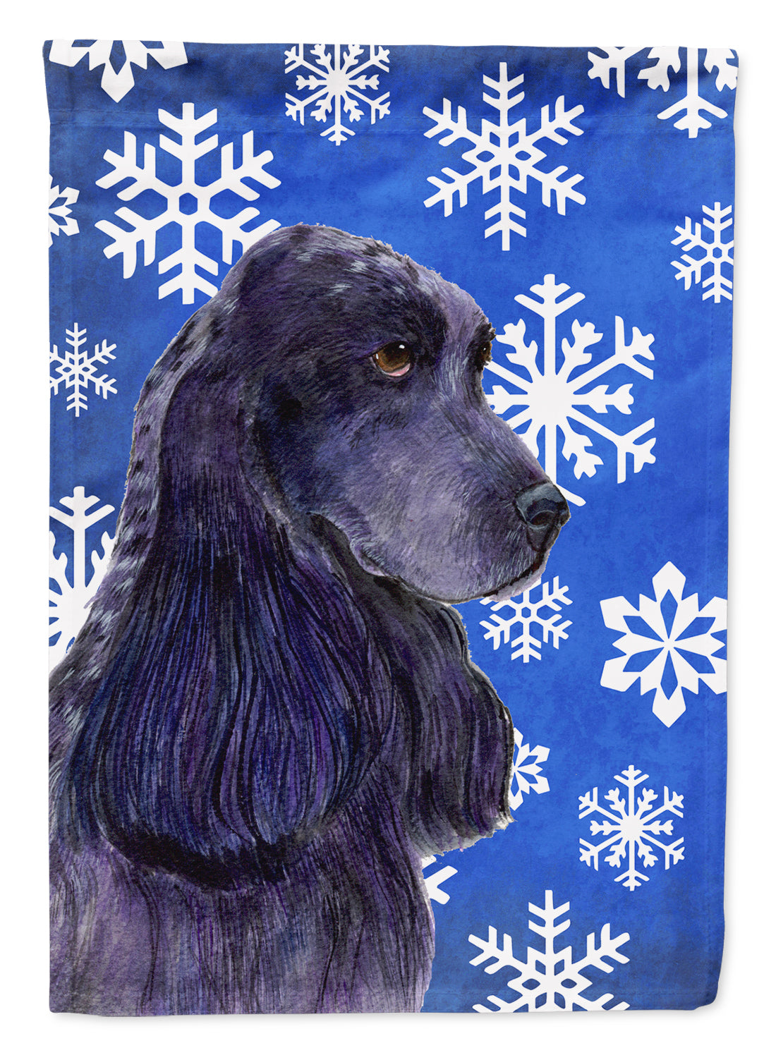 Cocker Spaniel Winter Snowflakes Holiday Flag Canvas House Size