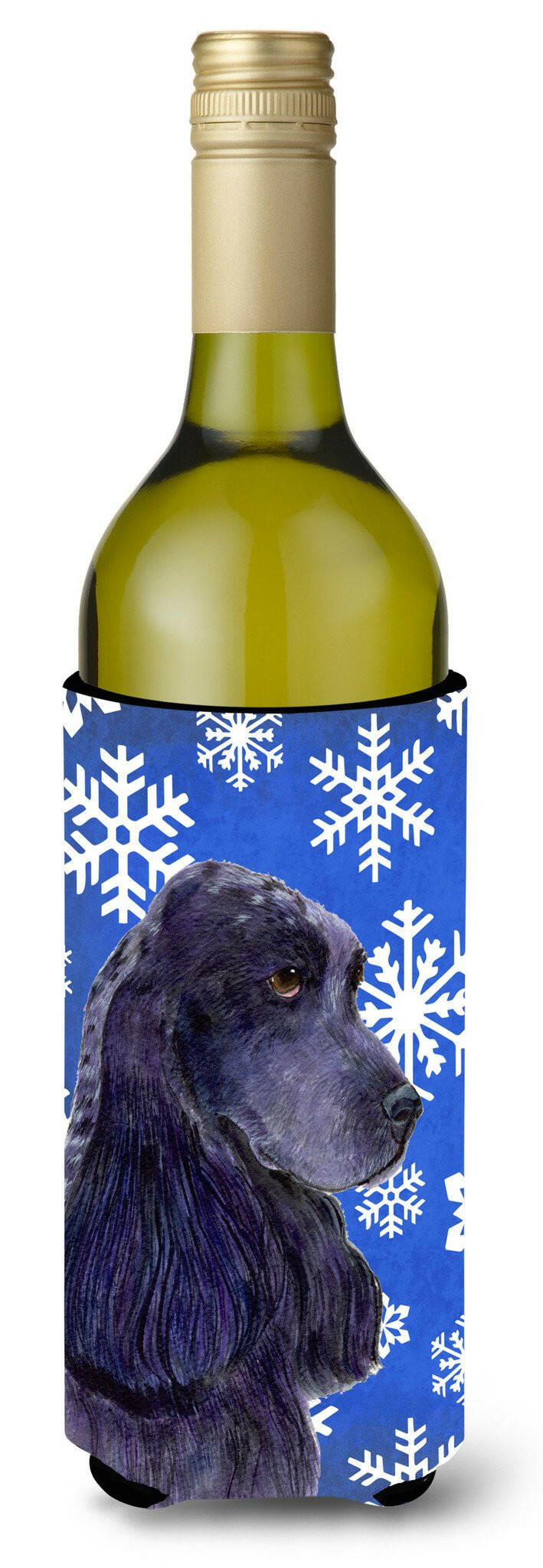 Cocker Spaniel Winter Snowflakes Holiday Wine Bottle Beverage Insulator Beverage Insulator Hugger by Caroline&#39;s Treasures