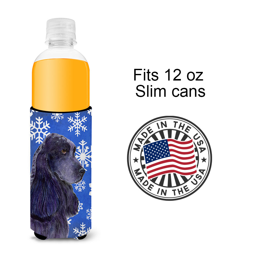 Cocker Spaniel Winter Snowflakes Holiday Ultra Beverage Insulators for slim cans SS4609MUK.