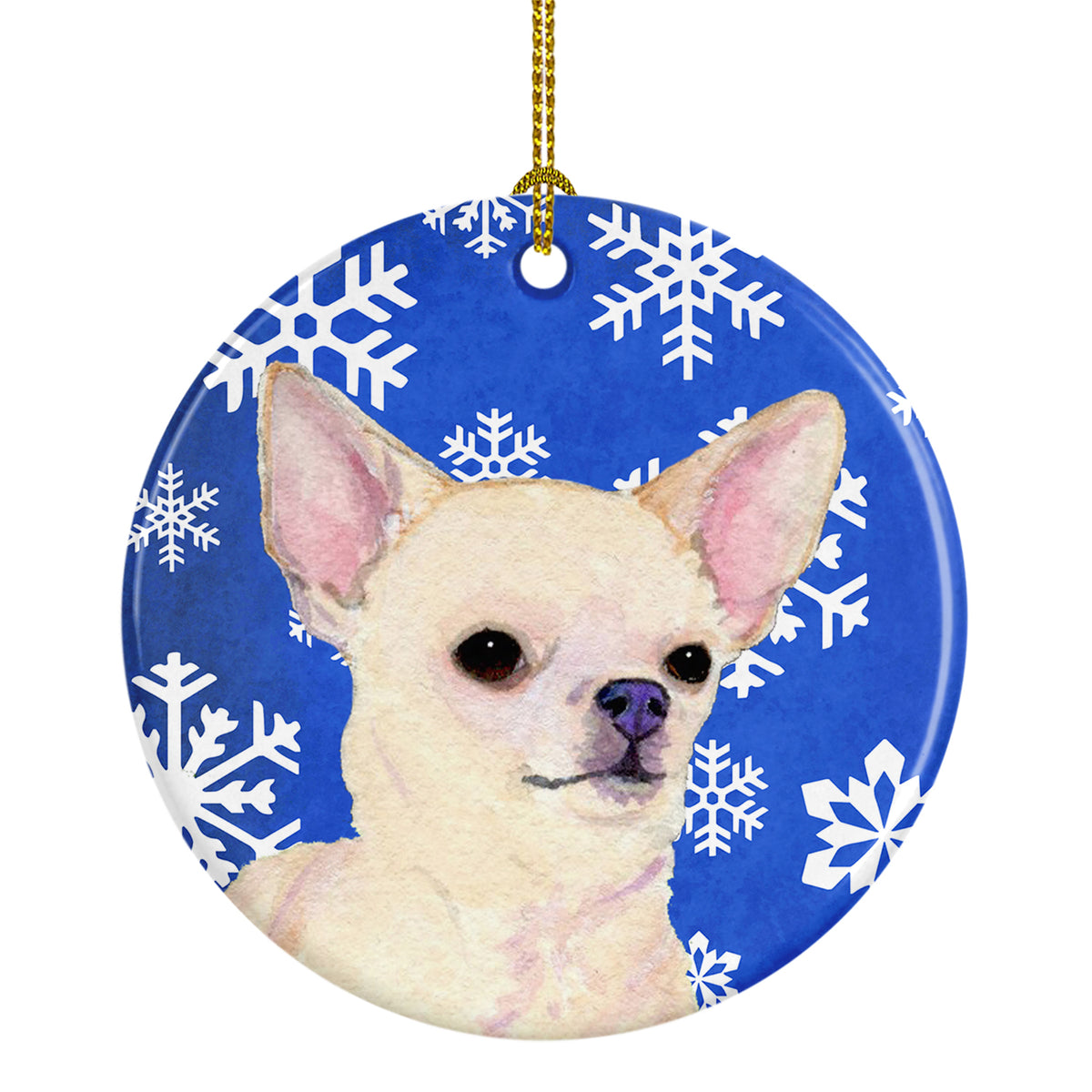 Chihuahua Winter Snowflakes Holiday Christmas Ceramic Ornament SS4610 - the-store.com