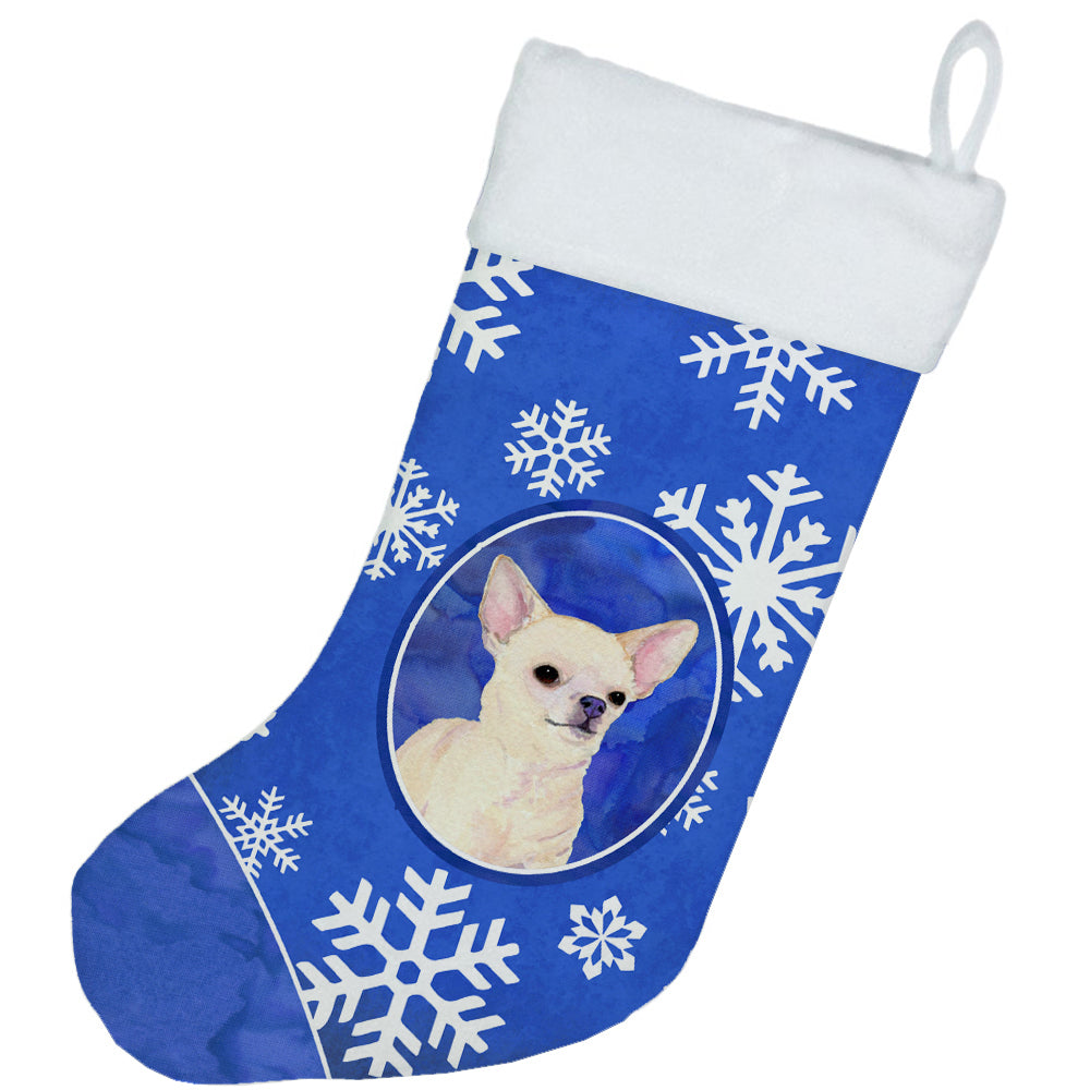 Chihuahua Winter Snowflakes Christmas Stocking SS4610  the-store.com.