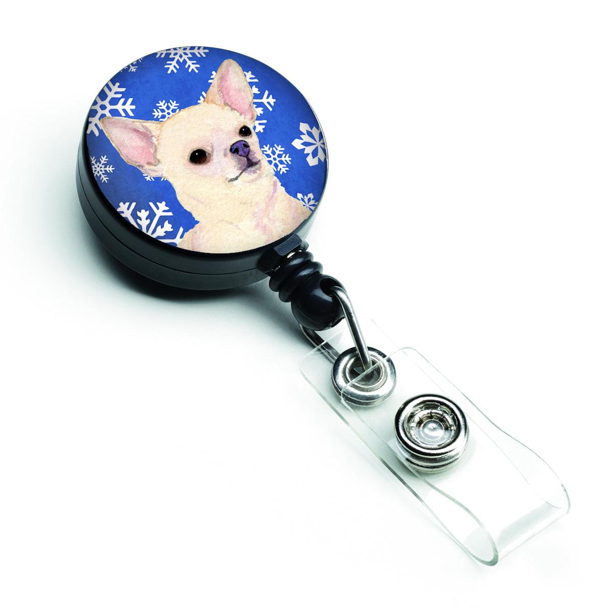 Chihuahua Winter Snowflakes Holiday Retractable Badge Reel SS4610BR