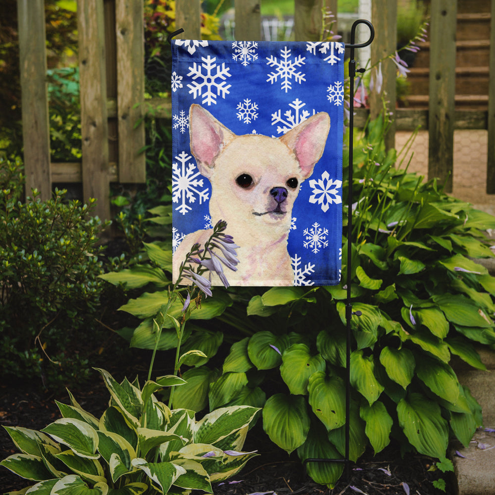 Chihuahua Winter Snowflakes Holiday Flag Garden Size