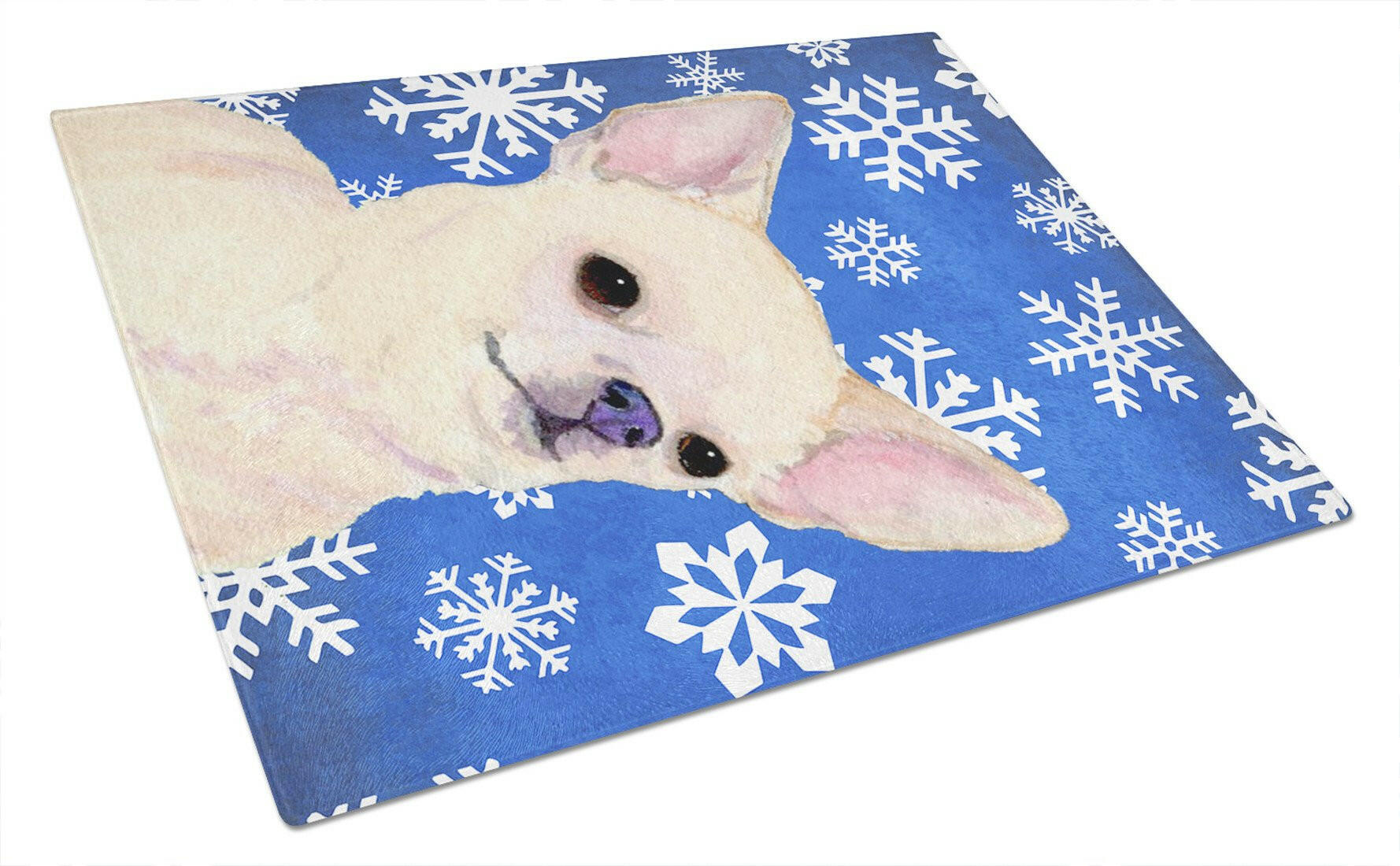 Chihuahua Winter Snowflakes Holiday Glass Cutting Board Large by Caroline's Treasures