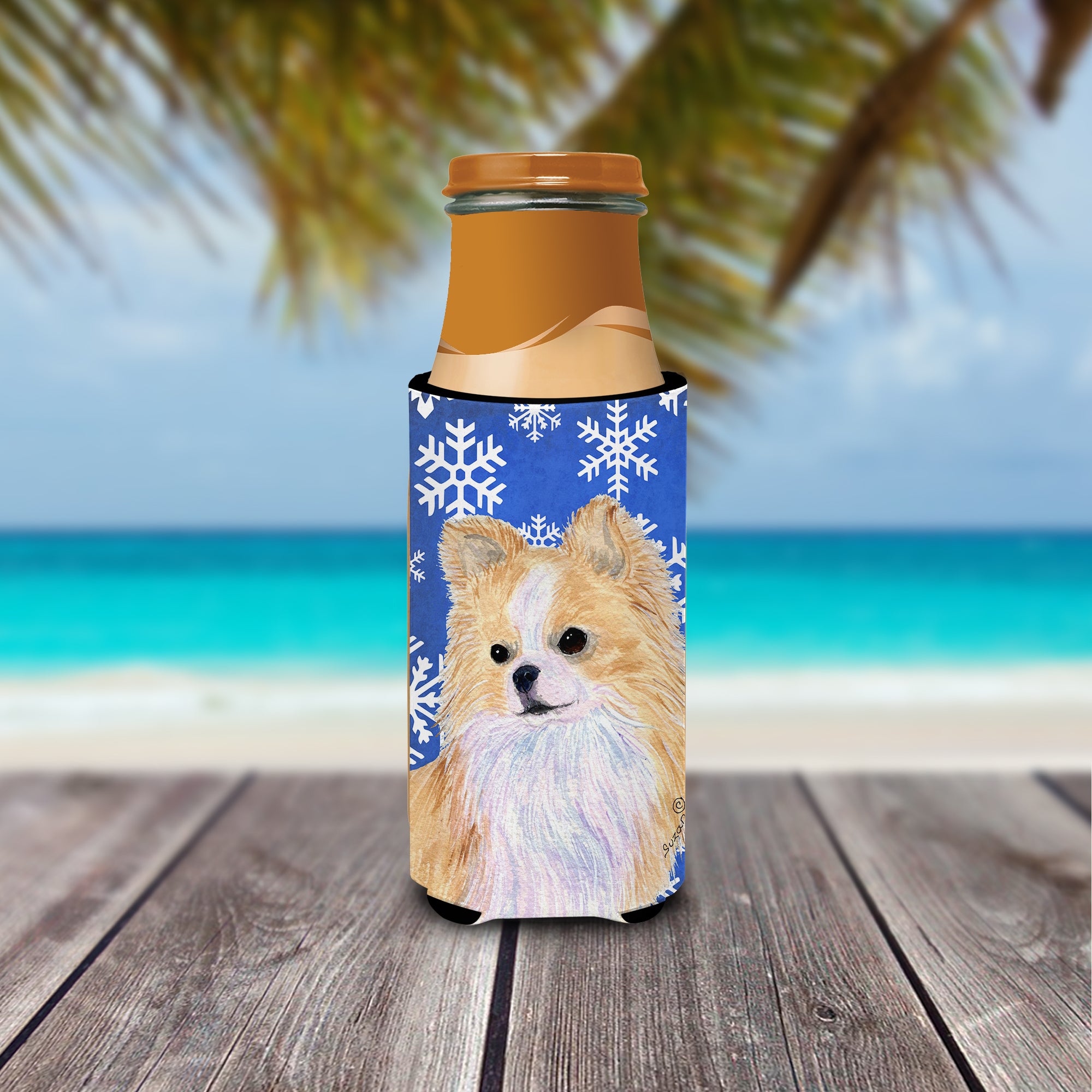 Chihuahua Winter Snowflakes Holiday Ultra Beverage Insulators for slim cans SS4611MUK