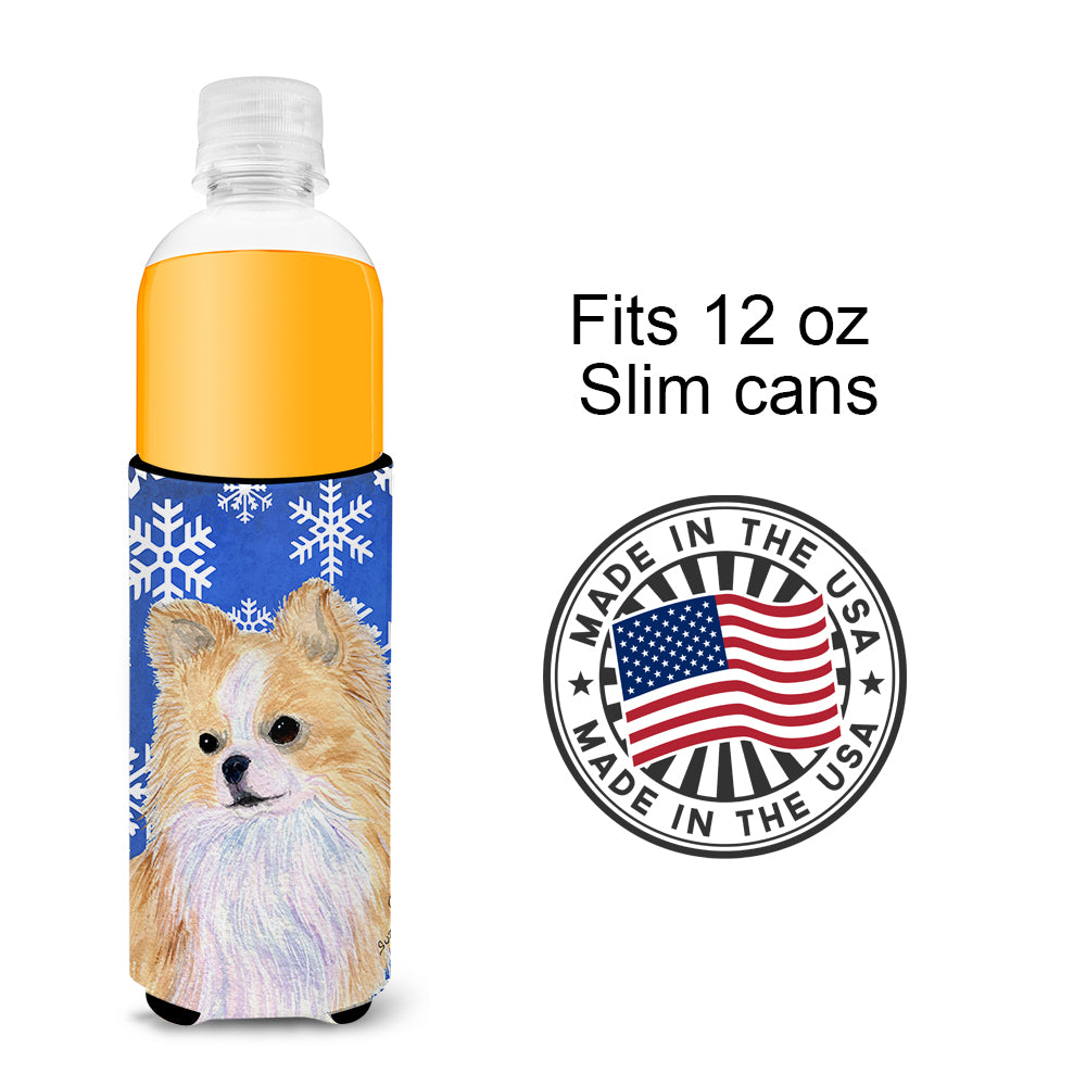 Chihuahua Winter Snowflakes Holiday Ultra Beverage Insulators for slim cans SS4611MUK