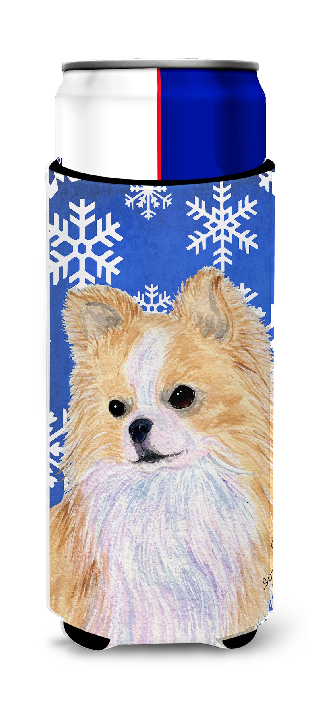 Chihuahua Winter Snowflakes Holiday Ultra Beverage Insulators for slim cans SS4611MUK.