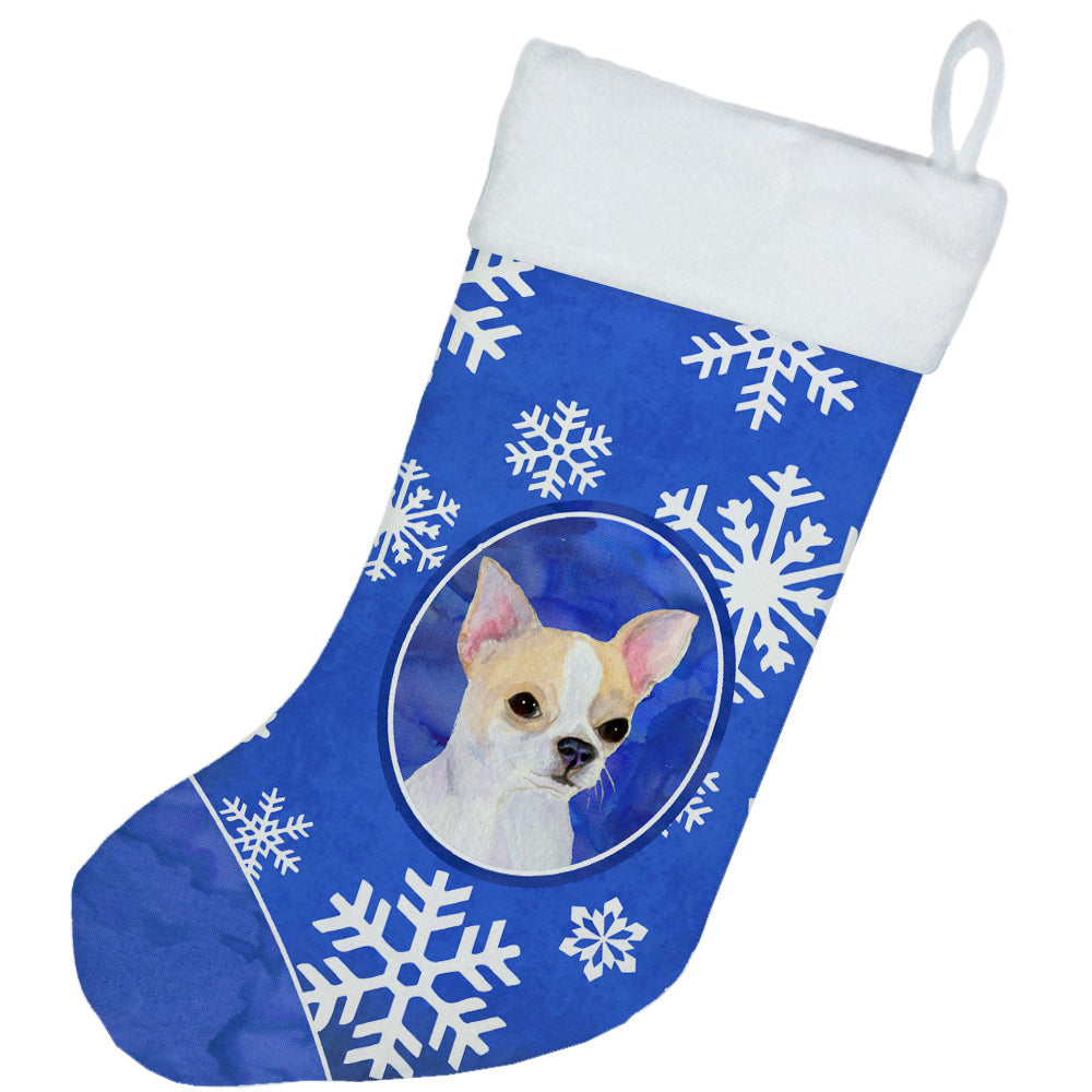 Chihuahua Winter Snowflakes Christmas Stocking SS4612  the-store.com.