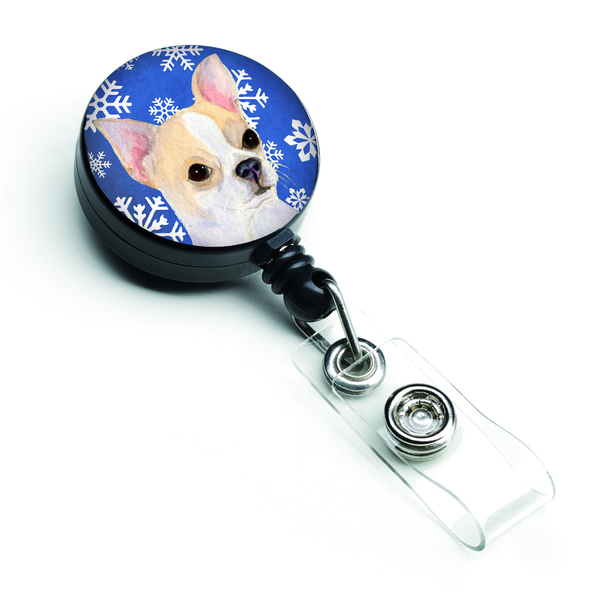 Chihuahua Winter Snowflakes Holiday Retractable Badge Reel SS4612BR