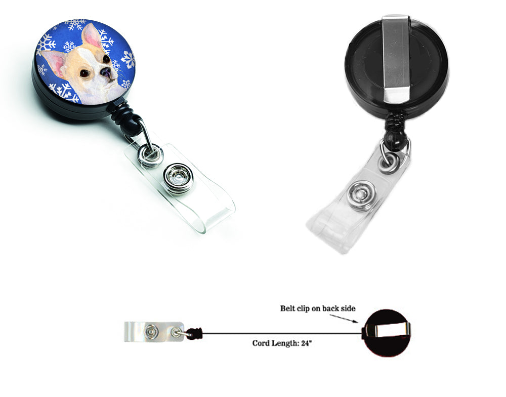 Chihuahua Winter Snowflakes Holiday Retractable Badge Reel SS4612BR  the-store.com.
