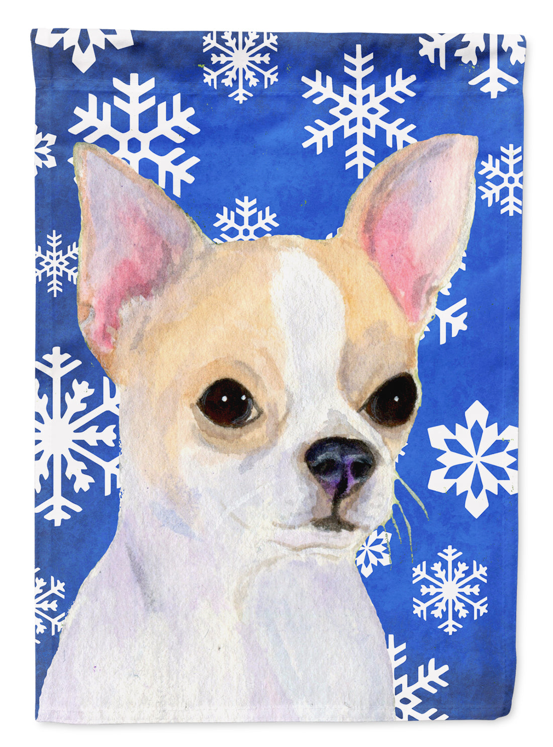 Chihuahua Winter Snowflakes Holiday Flag Canvas House Size