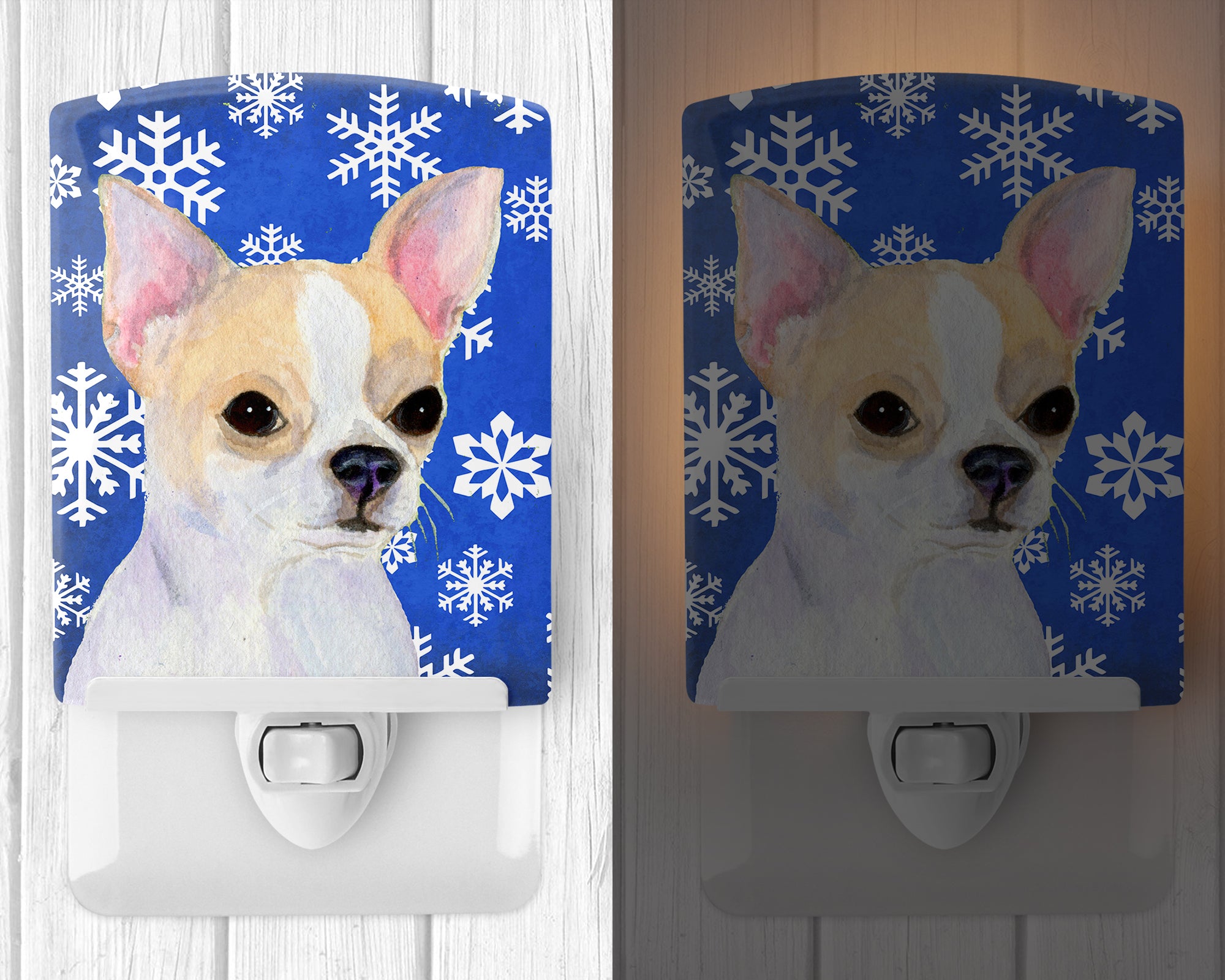 Chihuahua Winter Snowflakes Holiday Ceramic Night Light SS4612CNL - the-store.com