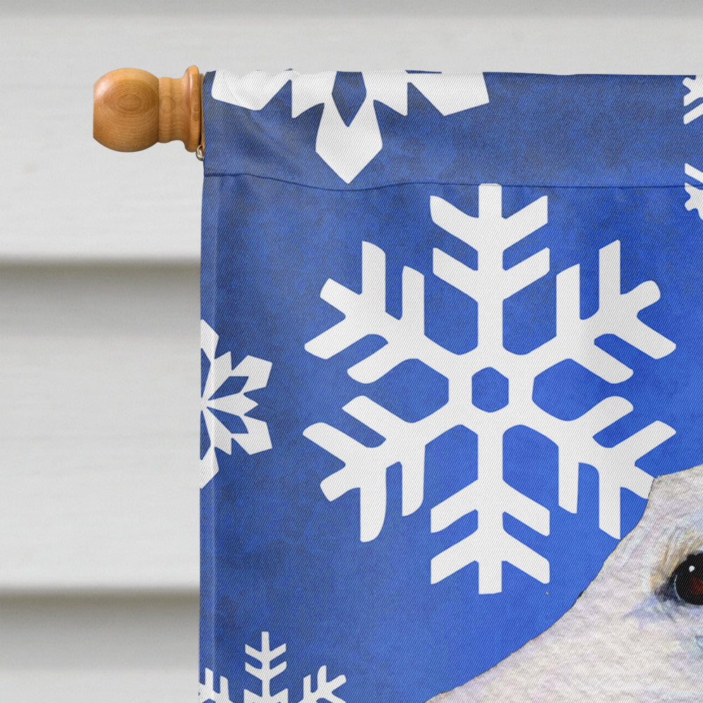 Borzoi Winter Snowflakes Holiday Flag Canvas House Size  the-store.com.