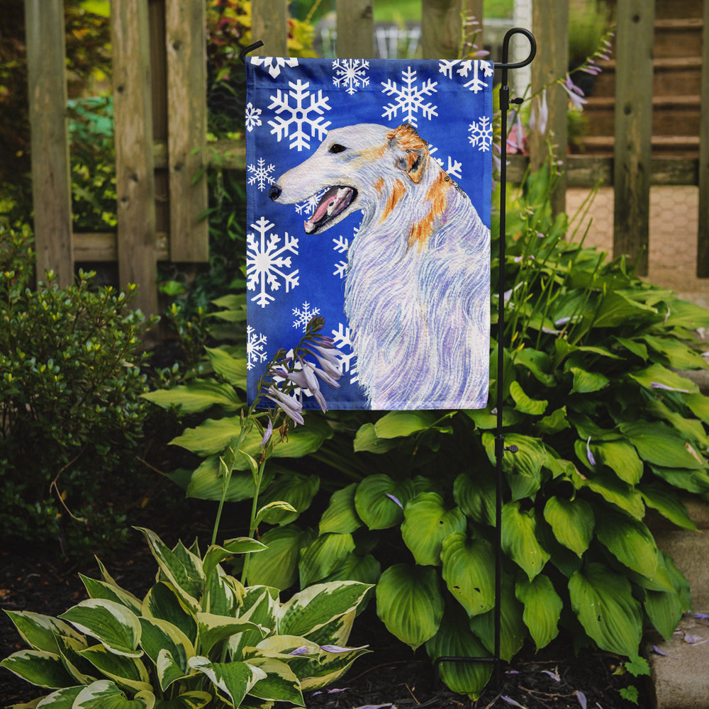 Caroline's Treasures Borzoi Winter Snowflakes Holiday Garden Flag – Decorative Outdoor Yard Flag