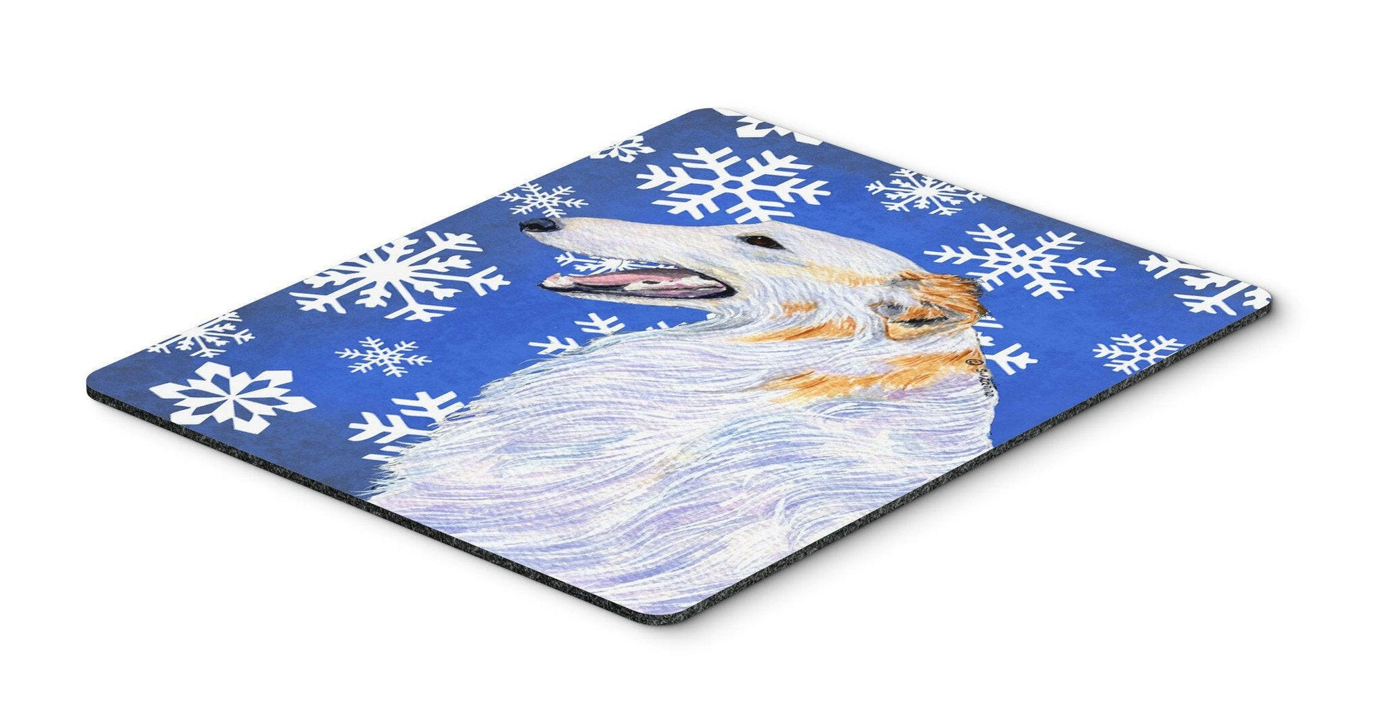 Borzoi Winter Snowflakes Holiday Mouse Pad, Hot Pad or Trivet by Caroline's Treasures