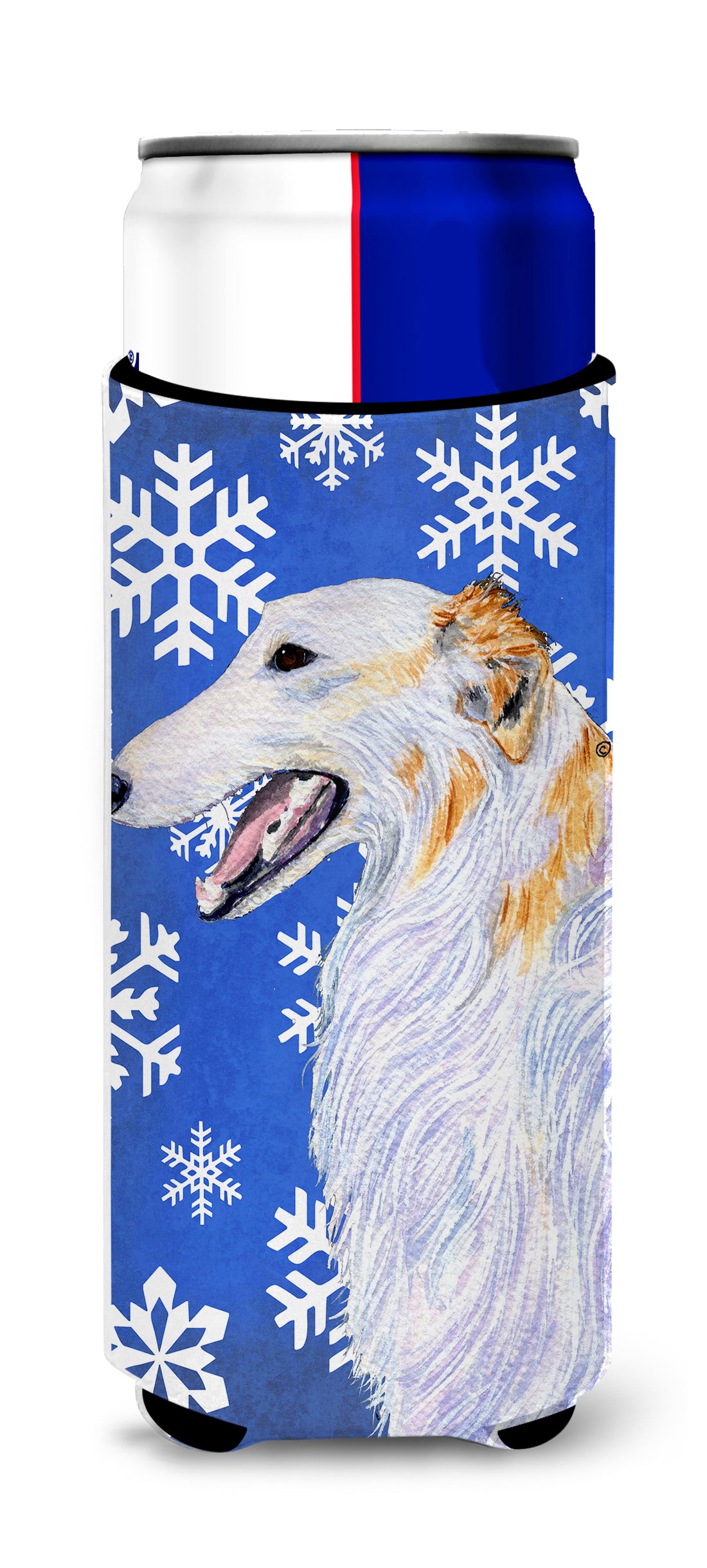 Borzoi Winter Snowflakes Holiday Ultra Beverage Insulators for slim cans SS4613MUK.