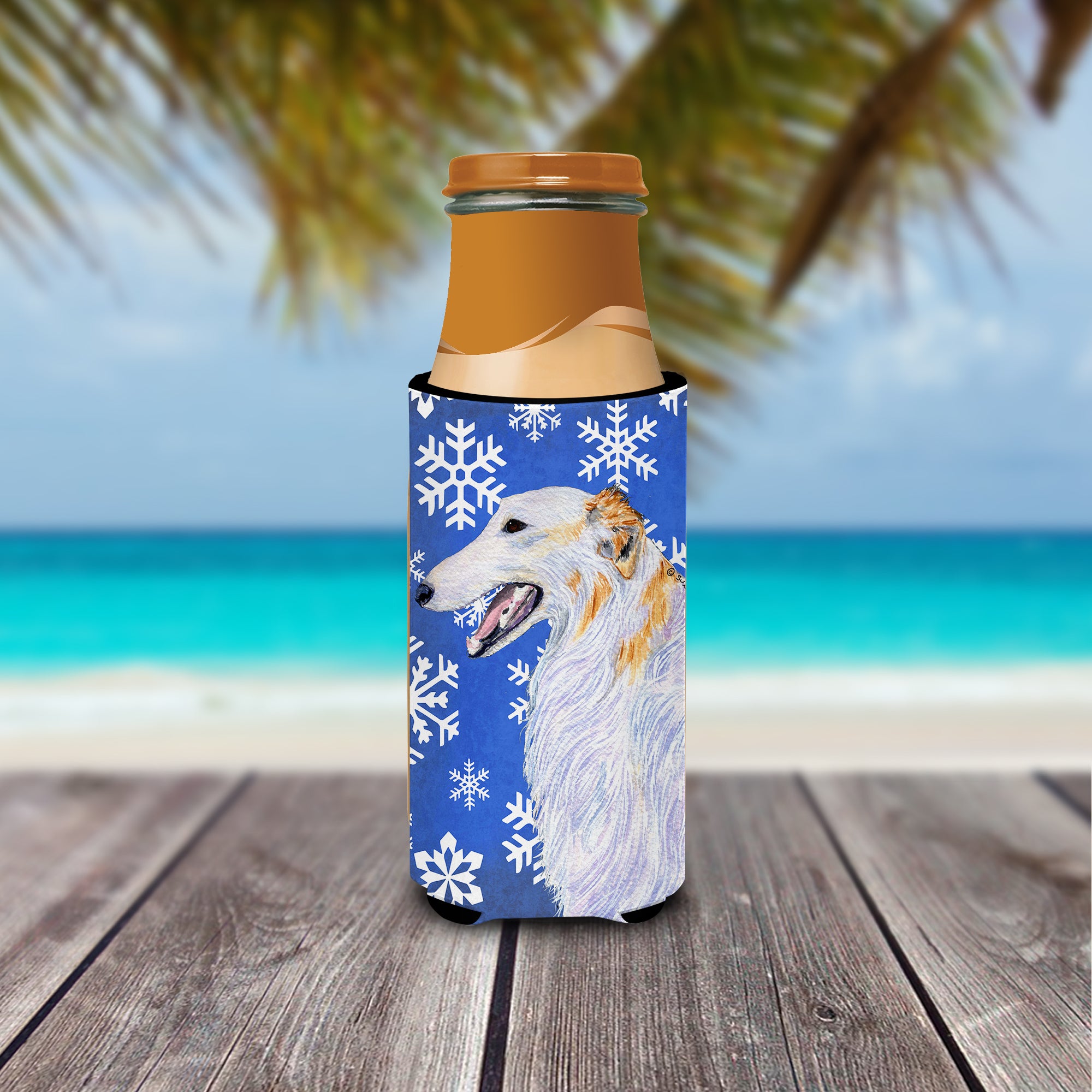 Borzoi Winter Snowflakes Holiday Ultra Beverage Insulators for slim cans SS4613MUK.
