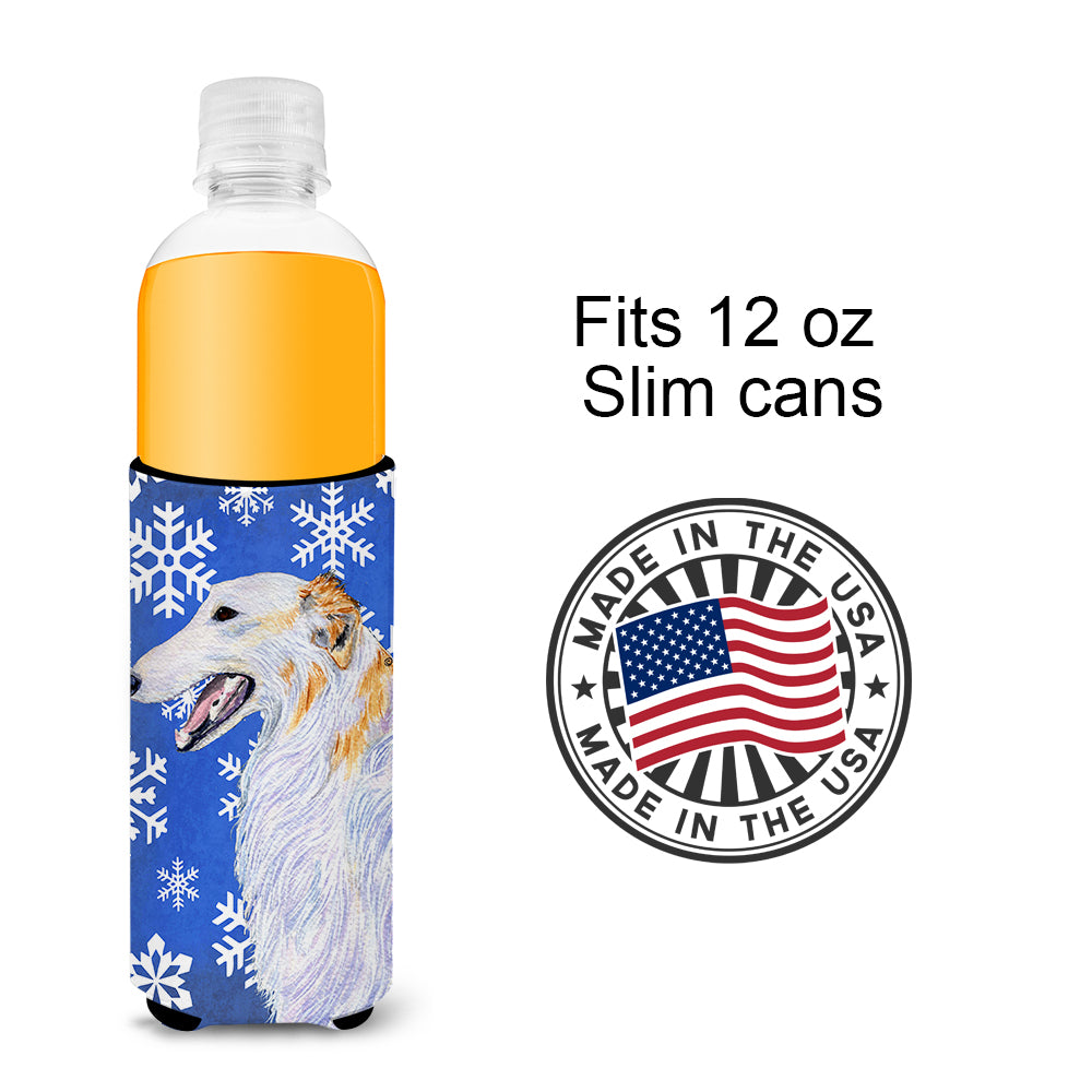 Borzoi Winter Snowflakes Holiday Ultra Beverage Insulators for slim cans SS4613MUK