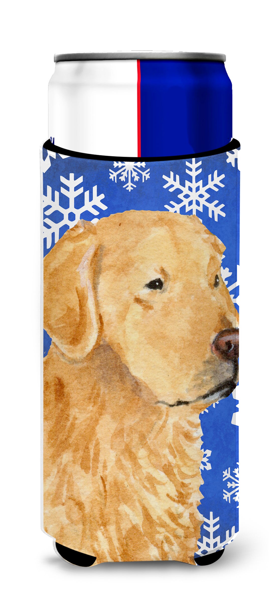 Golden Retriever Winter Snowflakes Holiday Ultra Beverage Insulators for slim cans SS4614MUK.