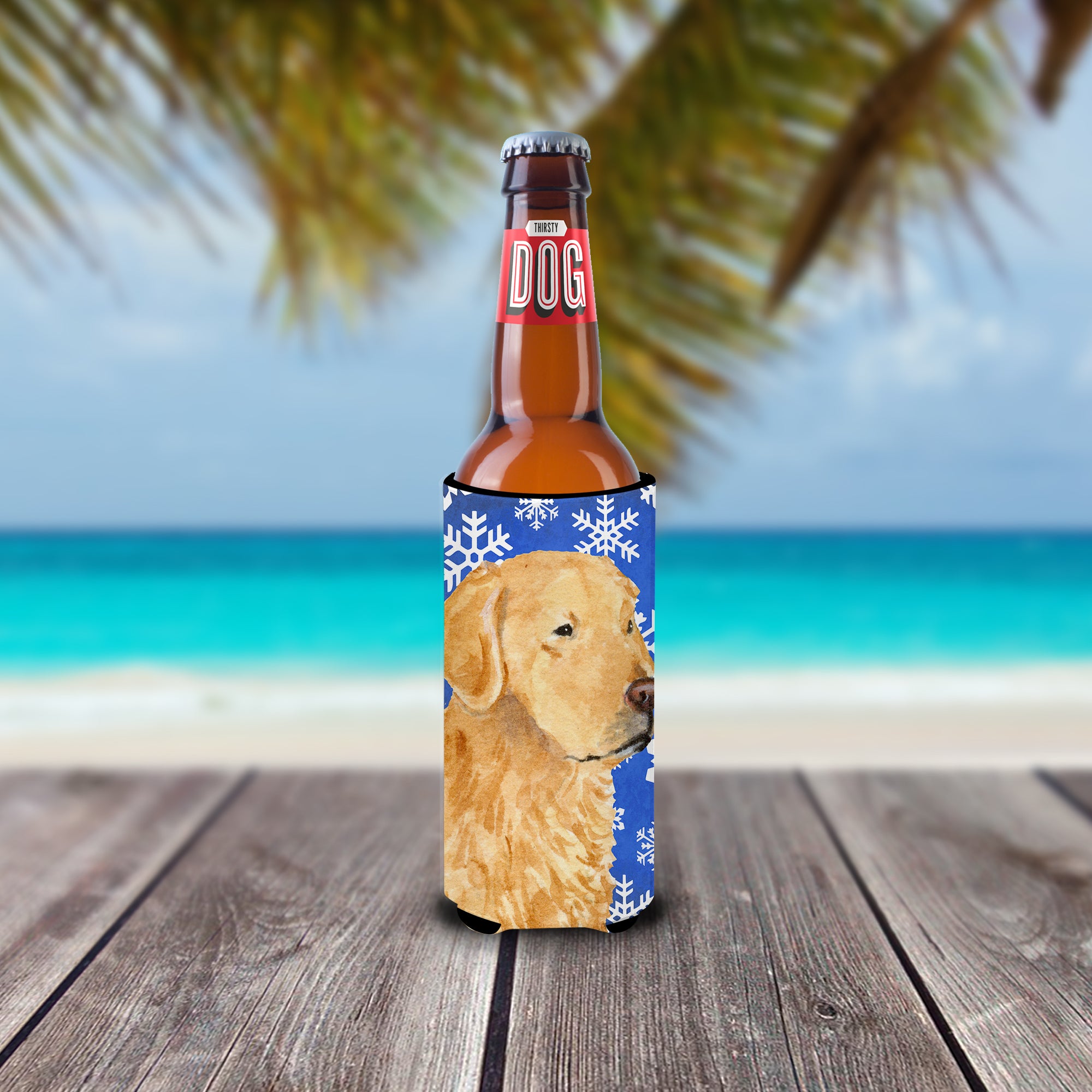 Golden Retriever Winter Snowflakes Holiday Ultra Beverage Insulators for slim cans SS4614MUK