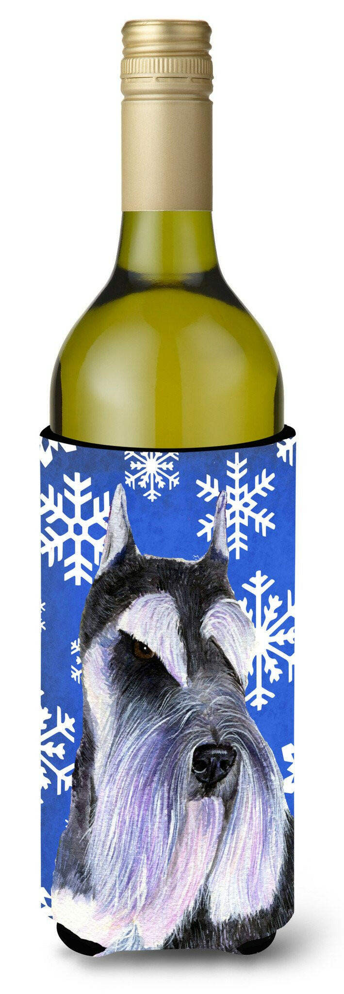 Schnauzer Winter Snowflakes Holiday Wine Bottle Beverage Insulator Beverage Insulator Hugger SS4615LITERK by Caroline&#39;s Treasures